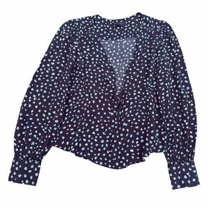 Sanctuary Tie Front Printed V-Neck Blouse